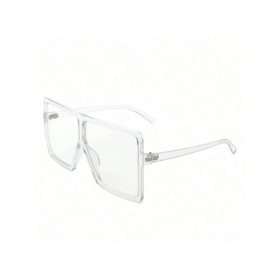 Trendy Oversized Square Sunglasses for Men & Women, Retro Fashion Style Clear Frame Eyewear
