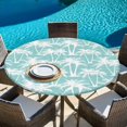 thumbnail image 6 of Mint Palm Tree Summer Round Tablecloth 45-54 Inch Round Fitted Table Cloth with Elastic Edge, Beach Tropical Botanical Coastal Waterproof Table Cover Protector for Outdoor Picnic Party Dining, 6 of 9