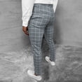 thumbnail image 6 of Male All Matching Versatile Casual Plaid Button Slim Leggings Pants Sports Shopping Fashion Suit Trousers Gray XXL, 6 of 8