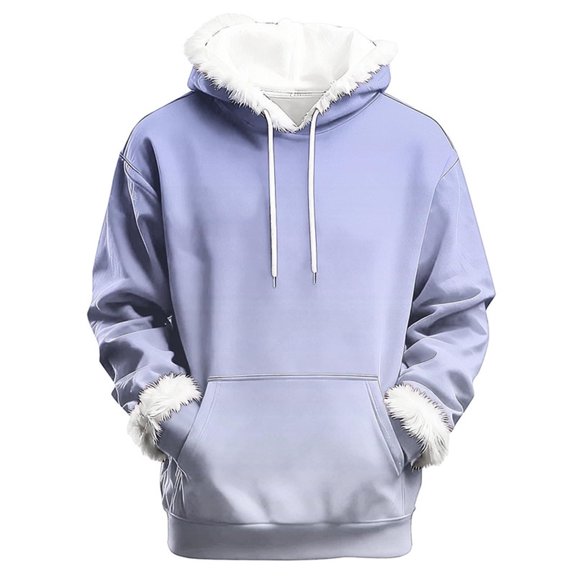 Tawop Women Casual Fashion Round Neck Pockets Print Pullover Long Sleeve Hooded Sweatshirt Top Purple