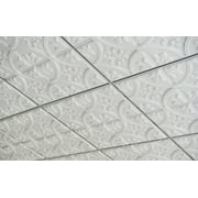 Art3d 12-Pack Glue-up or Lay in Ceiling Tile, 2ft x 2ft PVC Ceiling Tiles 3D Fancy Classic Style in White
