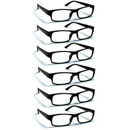 6 Pack Reading Glasses by BOOST EYEWEAR, Traditional Black Frames, for Men and Women, with Comfort Spring Loaded Hinges, Black, 6 Pairs (+1.50)