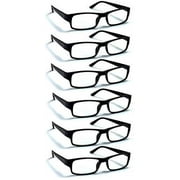 6 Pack Reading Glasses by BOOST EYEWEAR, Traditional Black Frames, for Men and Women, with Comfort Spring Loaded Hinges, Black, 6 Pairs (+2.00)