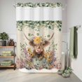 thumbnail image 6 of No Hook Shower Curtain, Spring Cow Floral Shower Curtains for Bathroom with See Through Top Window, Green Eucalyptus Leaves Linen Waterproof & Washable Bath Curtain Extra Long 72"x84", 6 of 9