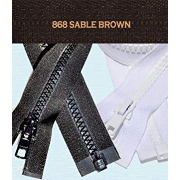 19" Vislon Zipper ~ YKK #5 Molded Plastic ~ Separating - 868 Sabel Brown (1 Zipper/ Pack)