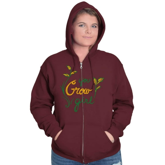 You Grow Girl Home Gardening Hobby Zip Hoodie Sweatshirt Women Brisco Brands S