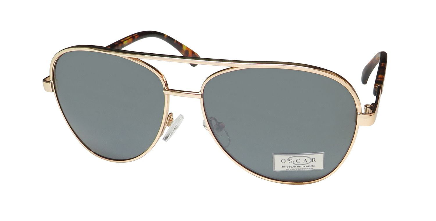 Oscar de la Renta Luxury Crystal Sunglasses Reflective Lenses Oscar De La Renta Sunglasses Oval Frame Gold and Green  main image 3