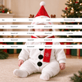 thumbnail image 3 of Otqutp Baby Snowman Full Zip Hooded Bodysuit Soft Plush Animal Jumpsuit Newborn Long Sleeve Warm Romper Casual Infant Outfit for Christmas, 3 of 9