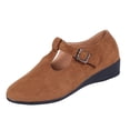 thumbnail image 2 of longantii Womens Mary Jane Shoes Slip on Dressy Ballerina Flats New Trendy Non-Slip Flats for Formal School Walking Brown, 2 of 6
