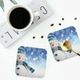 thumbnail image 5 of Balery 4 Pcs Christmas Snowman In The Snowleather Coasters Set, Drink Table Cup Coasters For Living Room Kitchen Coffee Decor, 5 of 9