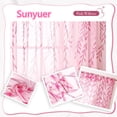 thumbnail image 3 of Sunyuer Pink Curtains for Girls Bedroom Voile, Cute Willow Pattern Kid Room Curtains 78 inches Length Light Pink Sheer Curtain 2 Panels Vine Leaf Curtain Drapes for Living Room,Balcony, Sunroom, 3 of 6