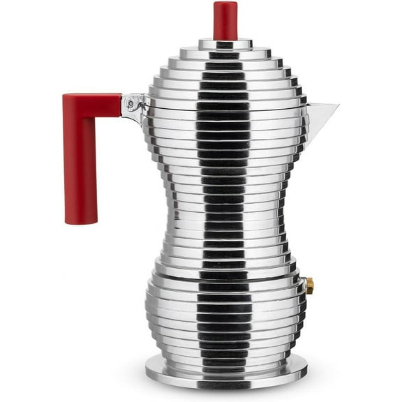 Alessi Pulcina 3-cup Espresso Stovetop Coffee Maker , Red