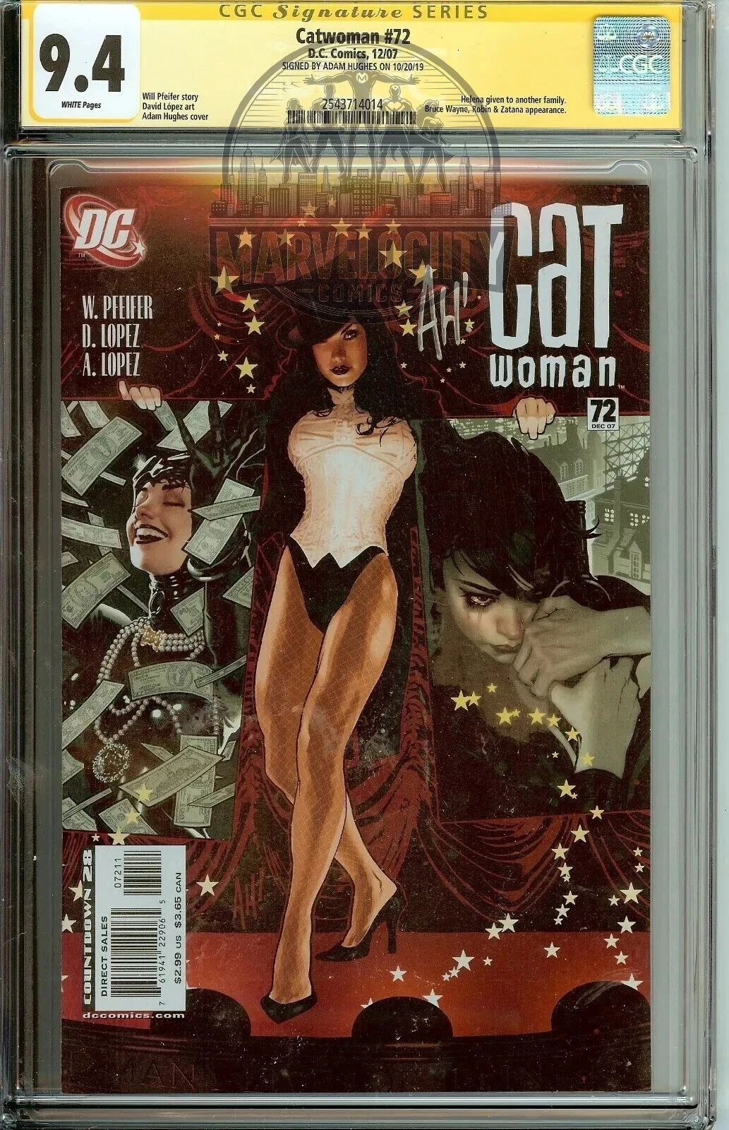 Catwoman #72 CGC 9.4 Signature Series Adam Hughes Signed Cover (DC Comics)