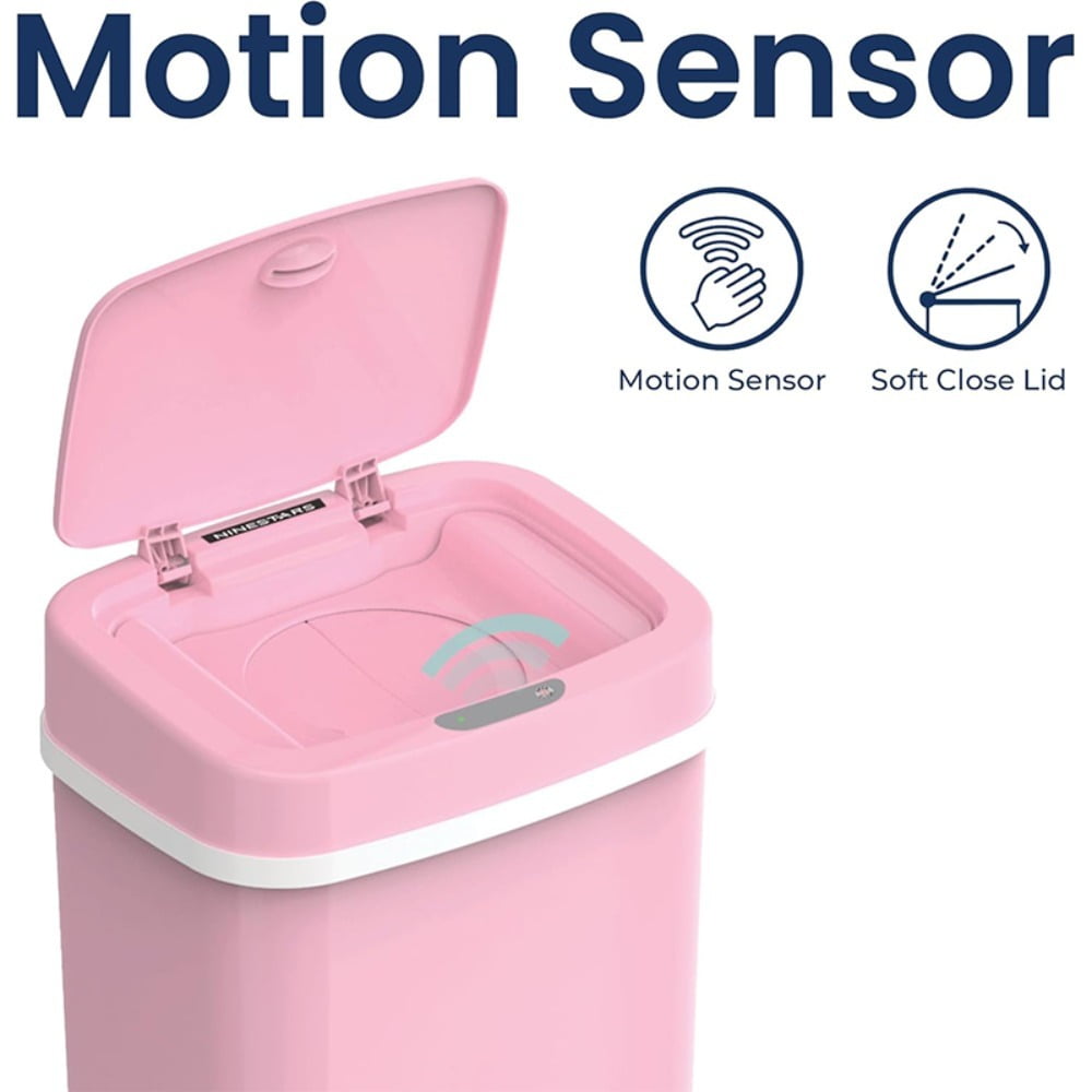NPT-16-1 Automatic Touchless Motion Sensor Diaper Disposal Trash Can with lid, 4.2 gallon/16 L, Pink, Plastic