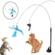 thumbnail image 3 of Juguete interactivo de plumas para mascotas, varita de juguete larga con ventosas, divertido palo para gatos Pez volador azul, 3 of 9