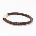 thumbnail image 3 of Genuine Braided Leather Bracelet With Stainless Steel Magnetic Clasp, Brown, 3 of 6