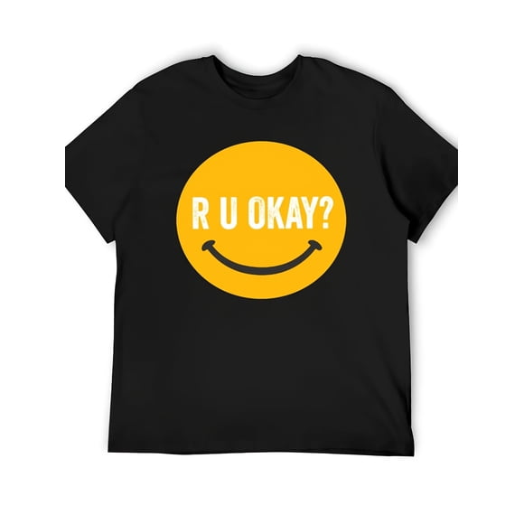 T-shirt Homme Anime Graphique "R U OK?" Design Visage Jaune