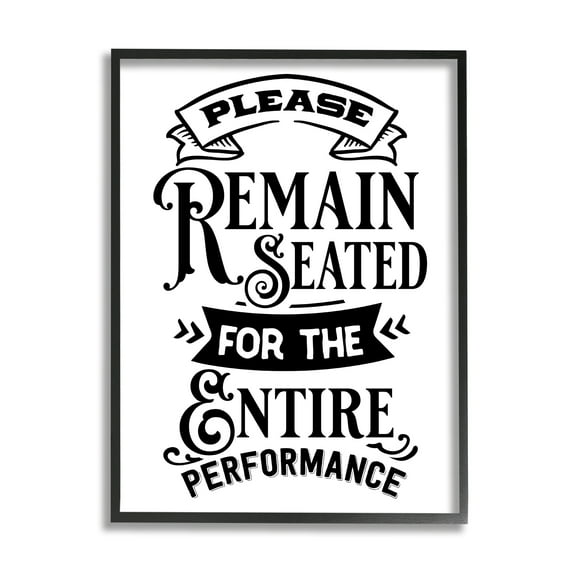Stupell Industries Please Remain Seated Humorous Vintage Bathroom Saying Graphic Art Black Framed Art Print Wall Art, Design by Lettered and Lined