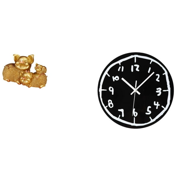 Figura de escritorio,Figura de cerdo de la suerte para decoración de escritorio de oficina y hogar,Colección de estatuas de animales,regalo de inauguración de la casa,Reloj de pared,Reloj de