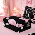 thumbnail image 5 of meiyoeat Pink Ribbon Bowknot Zipper Full Size Comforter Sets with Fitted Sheet and 2 Pillowcases For Girls,Lovely Bowtie Alphabet Print P Zipper Bedding Set For Kids,Pink Reversible,4-Piece, 5 of 7