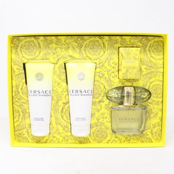 Set-Versace Yellow Diamond W 4pc. Set 3.0 edt spr/ 3.4 lotion/ 3.4 shower gel/ 5 ml mini