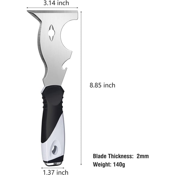 Paint Scraper 10 in 1 Putty Knife Multi-Use Painters Tool, Paint Scraper Tool for Wood, Metal Scraper with Hammer End, Razor Blade Scraper