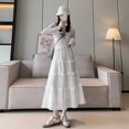 thumbnail image 3 of White Hollow Long Cake Skirt Women Spring High Waist Lace Patchwork Ruffles A Line Midi Skirts Sweet Ballet Clothes, 3 of 5