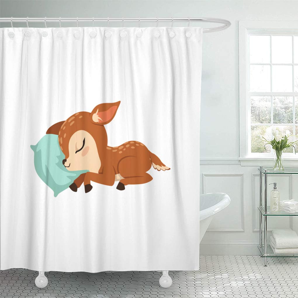 SUTTOM Brown Reindeer Cute Little Fawn Character Slaaping on Bambi