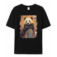 thumbnail image 5 of T Shirts for Women Short Sleeve Cotton Crewneck T-Shirt, Abstract Art Vintage Panda Tee Tops Casual Basic T-Shirts, XS-5XL Black XXL, 5 of 7