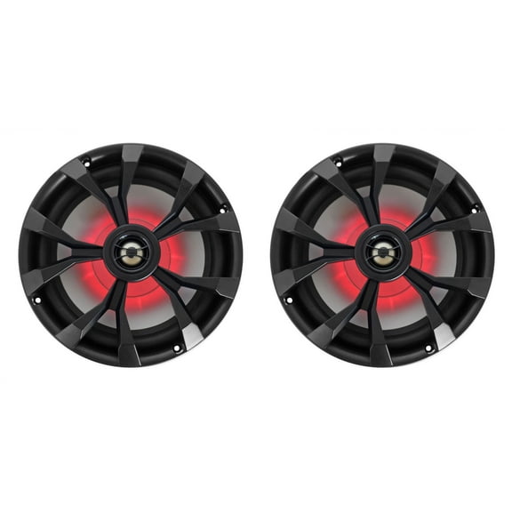 Pair Rockville RKL80MB 8" 900 Watt Black 2-Way Marine Boat Speakers w/LED''s