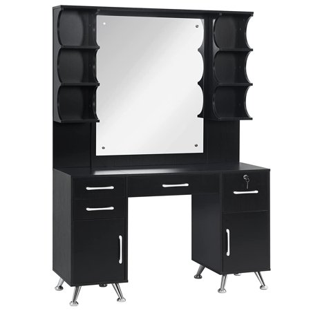 BarberPub Vanity Set with Mirror Make up Table Spa Beauty Styling Barber Station Equipment 3143