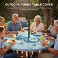 thumbnail image 3 of Round Outdoor Tablecloth with Umbrella Hole and Zipper, Coastal Seahorse Blue Tablecloth with Elastic Waterproof, Summer Beach Nautical Coral Starfish Patio Table Covers for 36" - 44" Pool Tables, 3 of 9