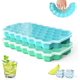 thumbnail image 1 of 2 silicone ice cube trays with lids, suitable for chilling drinks, sky blue and mint green., 1 of 4