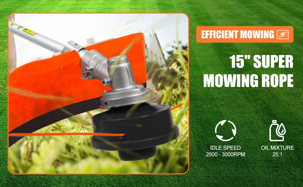 Floseru Gas Powe Weed Wacker, 52cc 2-Stroke Gas Weed Eater, 2 in 1 Backpack String/Grass Trimmer, 2.2KW/8500rpm High Power Brush Cutter, Multi-Functional Trimming Tool for Garden, Yard, Lawn