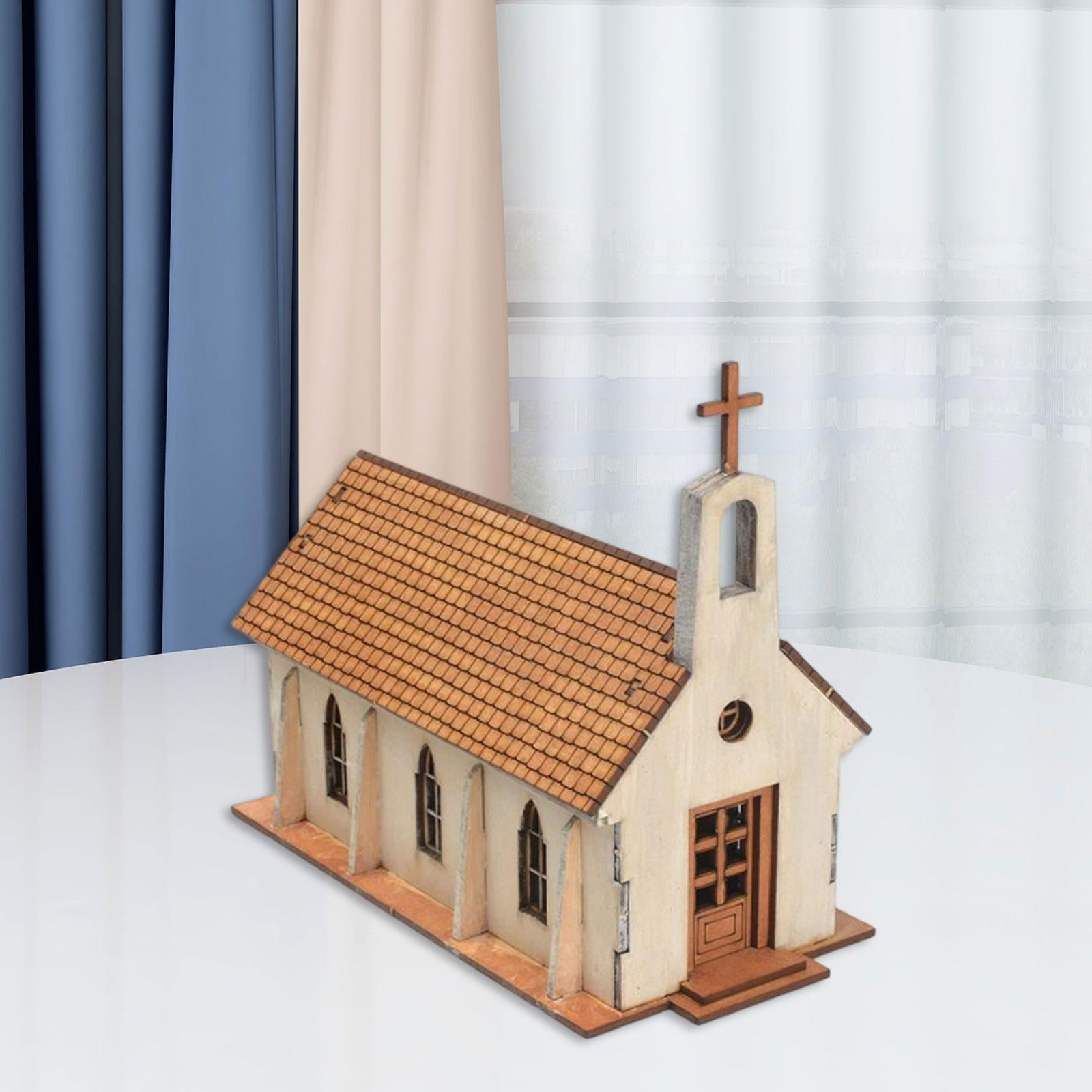 DIY Wooden Building Kit Puzzle Model Church Ornament Realistic Wood Material for Hobbyists Holiday Gift Decor