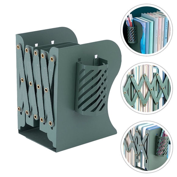 FUTUREORYY Bookends Con Portalápices Con Superficie Anticorrosiva Para Uso En Oficina Y Escuela