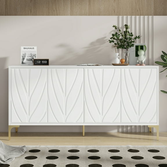 Wood Sideboard Buffet Cabinet for Dining Room, Living Room, Bedroom, Hallway, White
