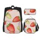 thumbnail image 1 of Disketp Strawberries Mochila Estampada de Gran Capacidad con Lonchera y Estuche, Set de 3 Piezas para Estudiantes, 1 of 7