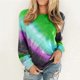 thumbnail image 2 of Camiseta suelta estampada a la moda para mujer, blusa de manga larga, cuello redondo, camisetas informales Pompotops  FGAJ11373, 2 of 6