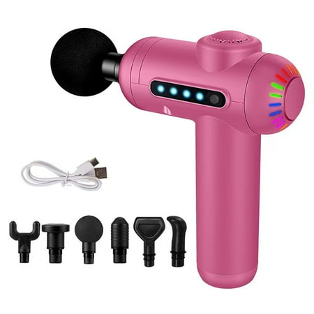 Massage Gun Pocket Fascia Gun Electric 20 Speed Handheld Muscle Percussion Massager with 6 Massage Heads Body Massager Pain Relief Muscle Relaxation Deep Tissue Vibrator Bag,pink
