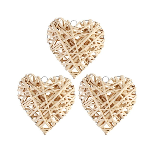 KAKOWELY 3PCS Willow Woven Pendant Heart-shaped Rattan Woven Hanging Pendants Personality Heart-shaped Rattan Woven Pendants Large Colorful Hanging Decorations for Bar Living Room Size 20CM