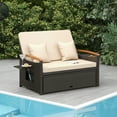 thumbnail image 1 of Costway Patio Rattan Daybed Set with Cushioned Loveseat & Storage Ottoman for Porch Beige, 1 of 10