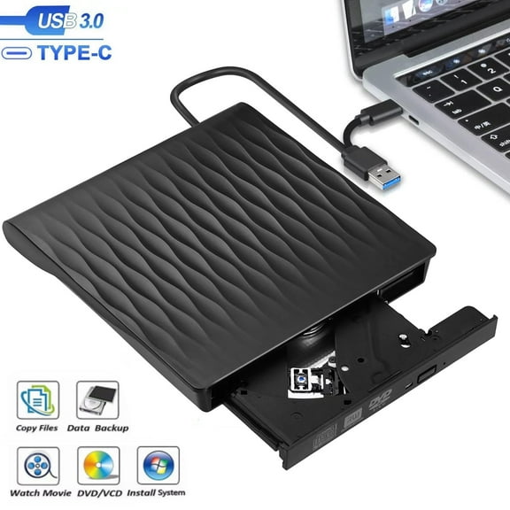 External DVD Drive for Laptop, Zacro USB 3.0 Portable CD/DVD /-RW Drive/DVD Player Compatible with Desktop PC Laptop Windows Linux OS Apple Mac