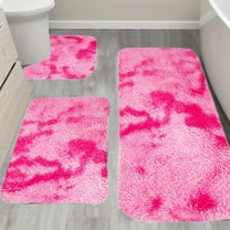 AZXY Bathroom Rug Set 3 Pc,Bath Mat Set Pink,Bath Rugs Clearance,Washable Absorbent Plush Bathroom Mats and Rugs Sets U Shape 2025 New