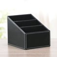 thumbnail image 3 of Soporte de Control remoto de cuero PU negro, organizador de caja de almacenamiento de Control remoto de cuero, organizador de escritorio para guía de TV, correo, Electro, 3 of 5