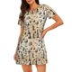 thumbnail image 1 of Fotbe Wine 1 Bata de Dormir para Mujer con Estampado, Camisón de Algodón de Manga Corta, Ropa de Dormir Casual, 1 of 6