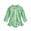Baby Girls Rompers Summer Long Sleeve Cartoon Prints Onesie Romper Jumpsuit Rash Guard Outfit Mint Green Infant Boy Clothes