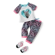 My Life As Pink And Blue Zebra Pajamas Doll Clothing, 3 Pieces