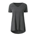thumbnail image 3 of Ichuanyi Womens Tops Women Fashion Plus Size Print V Neck Short Sleeved Long T-shirt Blouse, 3 of 6