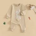 thumbnail image 6 of YABCSAZ Toddler Baby Easter Romper Long Sleeve Bunny Graphic Kids Jumpsuits Casual Loose Pllover Button Open Pants Boys Girls Unisex Pajama Infant Newborn Baby outfits Size 12 Month, 6 of 7